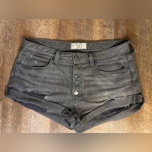 Free People | Distressed Denim Jean Shorts | Romeo Rolled Cutoffs | Black